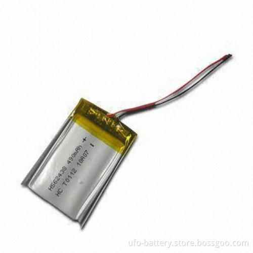 Rechargeable Lithium Polymer Battery for Bluetooth Devices with 3.7V Voltage and 490mAh Capacity
